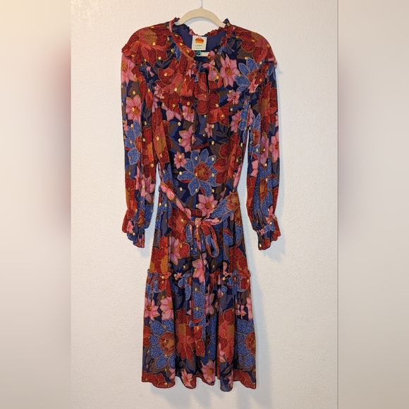 Farm Rio Navy Garden Midi Dress - Picture 7 of 16